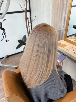 セミロング カラー ブリーチなしWカラー レイヤー/Rickyのヘアスタイル
