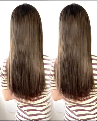 ロング カラー 小顔カット/美髪矯正 /透明感カラー🫧のヘアスタイル