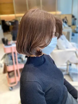 ミディアム カラー パーマ ヘアアレンジ 小野寺瑞希 /最小顔カットのヘアスタイル