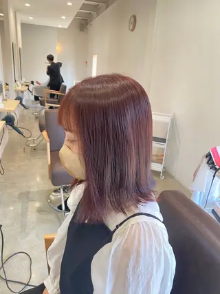 ミディアム 酸性ストレート/ブリ ーチなしWカラー河本のヘアスタイル