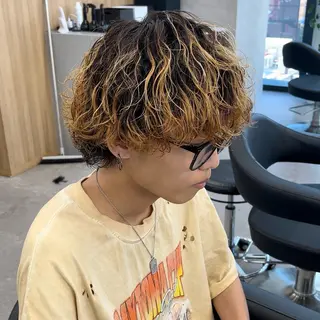 ミディアム カラー パーマ メンズ 🔥札幌No.1🥇 パーマ特化美容師🔥のヘアスタイル