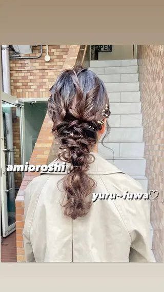 セミロング カラー ヘアアレンジ ハイトーンピンク🍑 ブリーチ🍑RINAのヘアスタイル