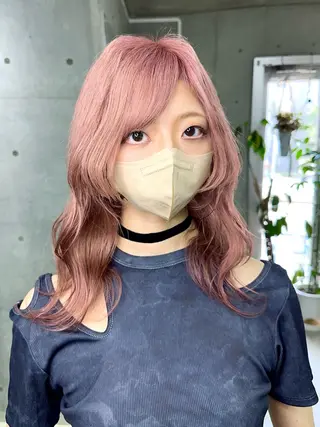 ミディアム カラー 名古屋のピンク好き かずくん🦩のヘアスタイル
