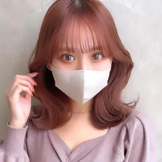 ミディアム カラー ヘアアレンジ 骨格別小顔カット/ 顔周りカット/金井のヘアスタイル