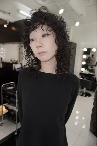 ミディアム パーマ ヘアアレンジ MIYU/ニュアンス /ケアブリーチカラーのヘアスタイル