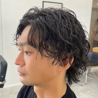 ミディアム パーマ メンズ メンズパーマ/波巻き 新潟/万代/夏芽🎀のヘアスタイル