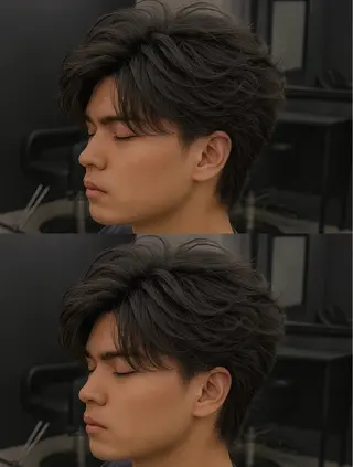 ミディアム パーマ ヘアアレンジ メンズ 🔥ニュアンス フェザー小林海斗🔥のヘアスタイル