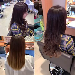 ロング カラー パーマ レイヤーカット匠 イソザキノリユキのヘアスタイル