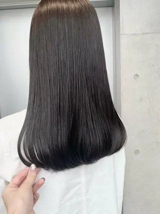 セミロング カラー パーマ ヘアアレンジ 透明感/オリーブ/ グレージュ/YUKAのヘアスタイル