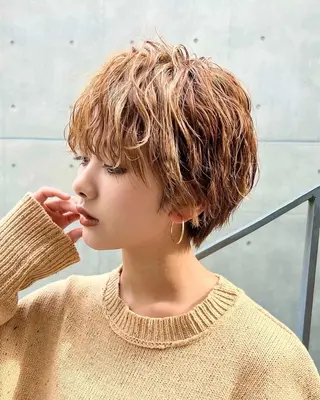 ショート カラー ヘアアレンジ ⭐️銀座/ショート/ 艶カラー/りょうがのヘアスタイル