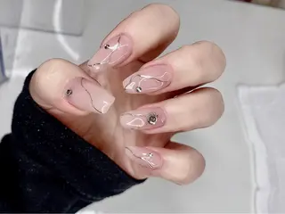 ネイル I-nailロング /ワンホン/キラキラのネイルデザイン