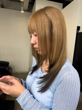 セミロング カラー 縮毛矯正 髪質改善寺坂雄飛💐のヘアスタイル