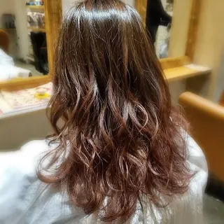 ロング カラー パーマ 髪質改善×矯正🫧 韓国ヘアasamiのヘアスタイル