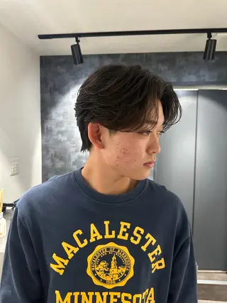 ミディアム パーマ メンズ 💈原宿指名No.1 センターパート💈のヘアスタイル