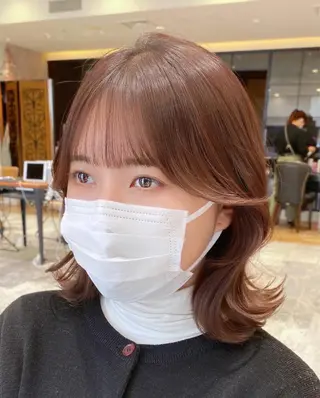 ミディアム カラー 顔まわりカット🌟 くびれヘア/寺門遥輝のヘアスタイル