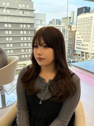 セミロング カラー 透明感カラー/大阪 Rieのヘアスタイル