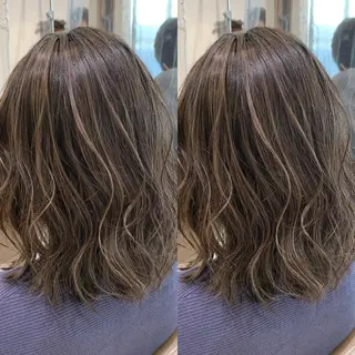 ミディアム カラー ヘアアレンジ 白髪ぼかしハイライト 茗荷谷駅徒歩2分のヘアスタイル