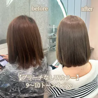 ショート カラー ブリーチなしW🎀 髪質改善／はのんのヘアスタイル