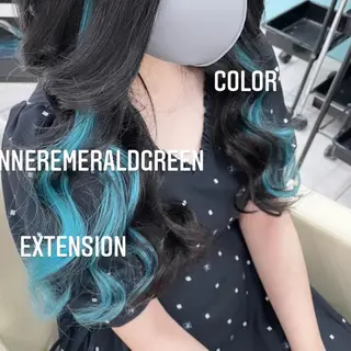 ロング カラー エクステ🩵ブリーチ 韓国ヘア🩵KAEのヘアスタイル