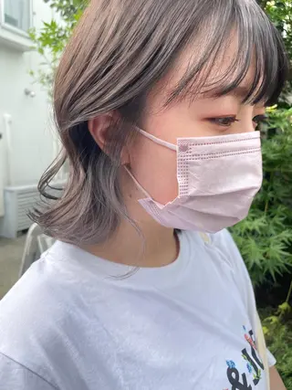 ミディアム カラー 顔周りカット 【オノザワリョウ】のヘアスタイル