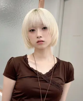 ショート カラー 💚銀座/ボブ /縮毛矯正/芦川💚のヘアスタイル