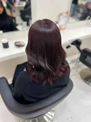セミロング カラー ヘアアレンジ 韓国レイヤー&ピンク 艶髪🩶maikoのヘアスタイル