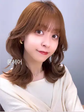 ミディアム カラー パーマ ヘアアレンジ 骨格別小顔カット/ 顔周りカット/金井のヘアスタイル
