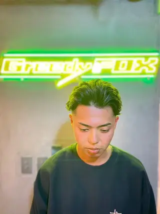 ミディアム パーマ dunhill 斉藤 大樹/メンズカットのヘアスタイル