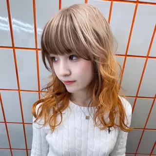 ミディアム カラー 💍ダメージ最小限 ブリーチ/ちさと💍のヘアスタイル
