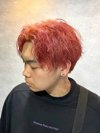 ショート カラー パーマ ヘアアレンジ メンズ 仕上がり満足度No. 1🔥BLUCK🔥のヘアスタイル