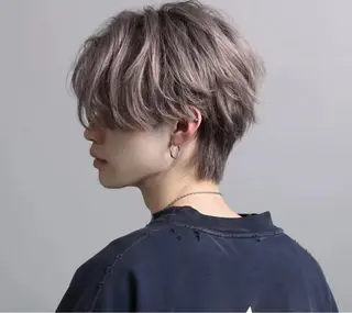 ショート メンズ 韓国風レイヤーカラー ライムのヘアスタイル