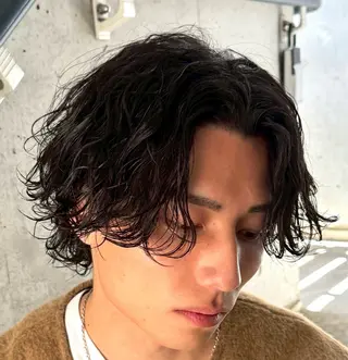 ミディアム パーマ メンズ 恵比寿メンズカット モデル無料/かずきのヘアスタイル