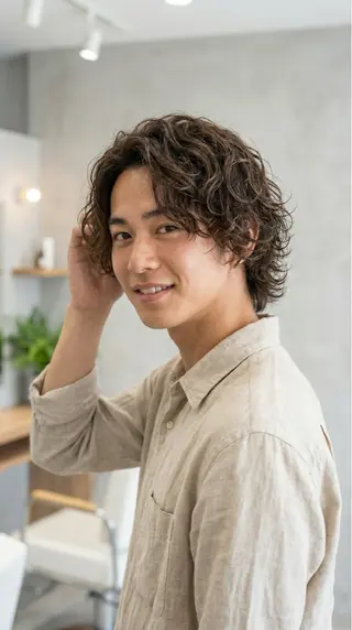 ミディアム パーマ メンズ 🔮メンズ縮毛矯正 メンズパーマ💎竹永のヘアスタイル