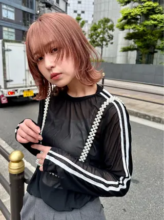 ミディアム カラー 髪質改善 中川　翔のヘアスタイル