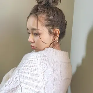 ミディアム ヘアアレンジ 薬院:今泉/上川美幸 ボブ/顔周りレイヤーのヘアスタイル