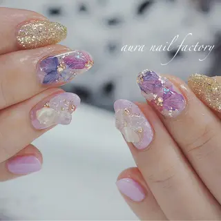 ミディアム カラー ネイル 赤羽 aura 深爪を断らない✨のネイルデザイン
