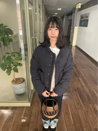 ミディアム カラー カットパーマモデル 山中 遥のヘアスタイル