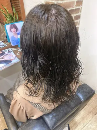 ミディアム パーマ 國分 伸也のヘアスタイル