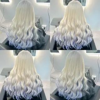 セミロング カラー ブリーチ&エクステ 🥀ケアカラー特化のヘアスタイル