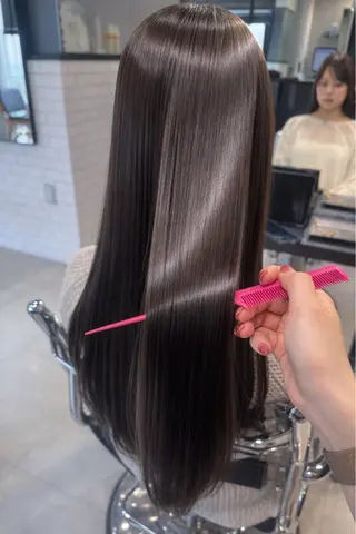 ロング カラー パーマ 透明感/オリーブ/ グレージュ/YUKAのヘアスタイル