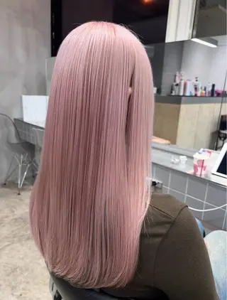 ロング るかハイトーンピンク カラー/プルエクステのヘアスタイル