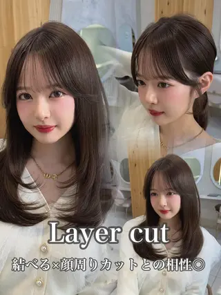 セミロング レイヤー/顔周り /韓国ヘア/TAKUのヘアスタイル
