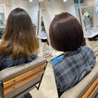 ミディアム パーマ 饒平名 知也のヘアスタイル