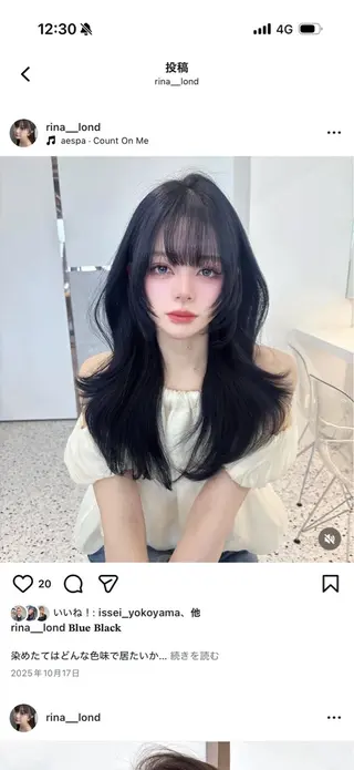 セミロング カラー 🤍韓国ワンホンヘア ayaha🤍のヘアスタイル