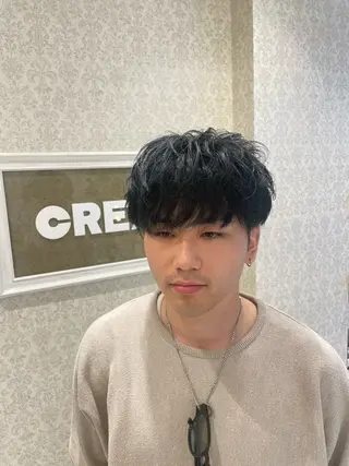メンズ 本厚木パーマ&ブリー チMEN'Sショートのヘアスタイル