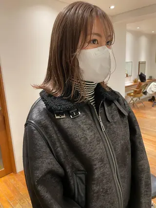 ミディアム カラー 小顔レイヤー×コンパ クトボブ/林隆平のヘアスタイル