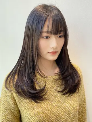 セミロング カラー 銀座/韓国レイヤー/ 艶カラー🍓原田侑依のヘアスタイル