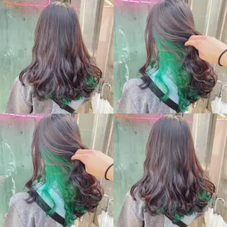 セミロング カラー ヘアアレンジ TAKUMAブリーチ /切りっぱなし🪽のヘアスタイル