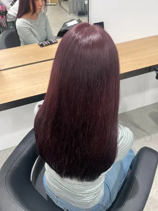 ロング カラー 💗愛され暖色💗 ピンク/レッド💗のヘアスタイル