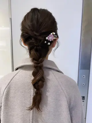セミロング ヘアアレンジ ボブパーマ 🌷ヨシカワハナコのヘアスタイル